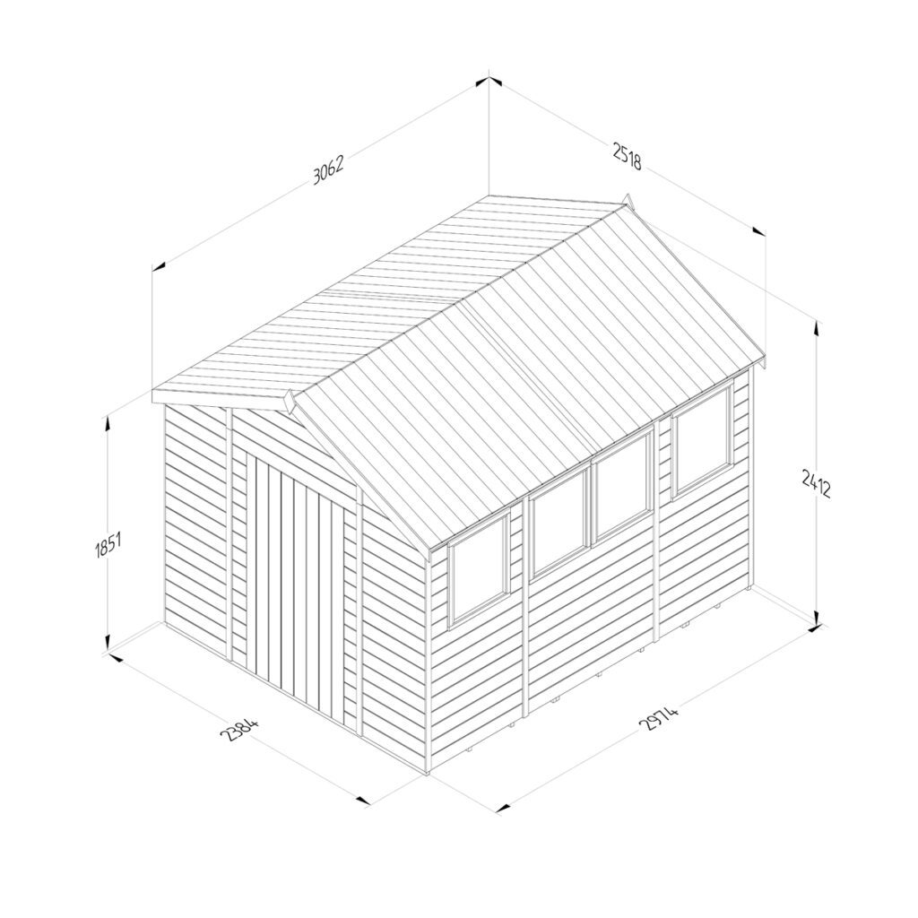 Timberdale 10×8 Apex Shed – Four Windows with Installation 5013053194843 2